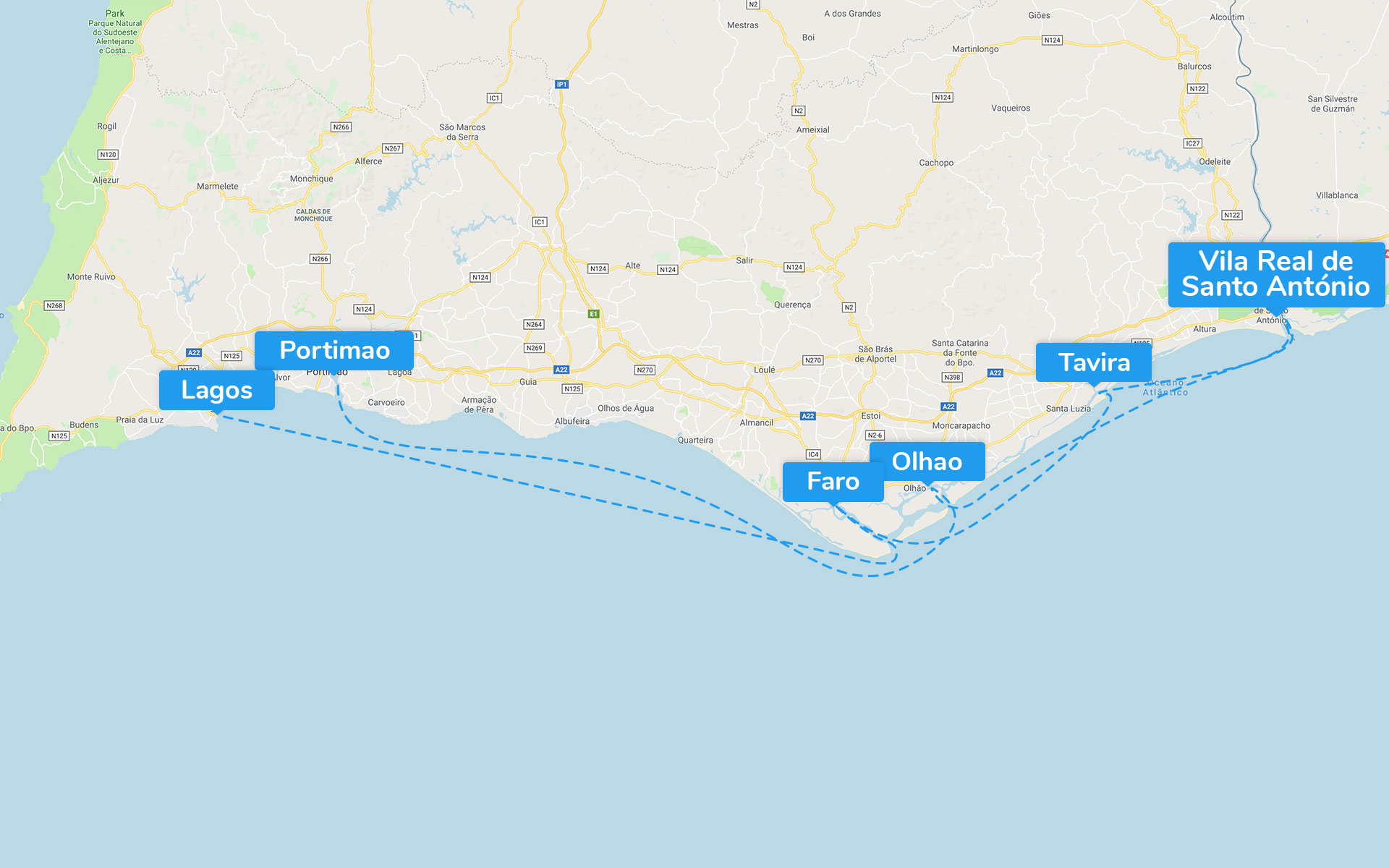 Sailing The Algarve (5days) itinerary